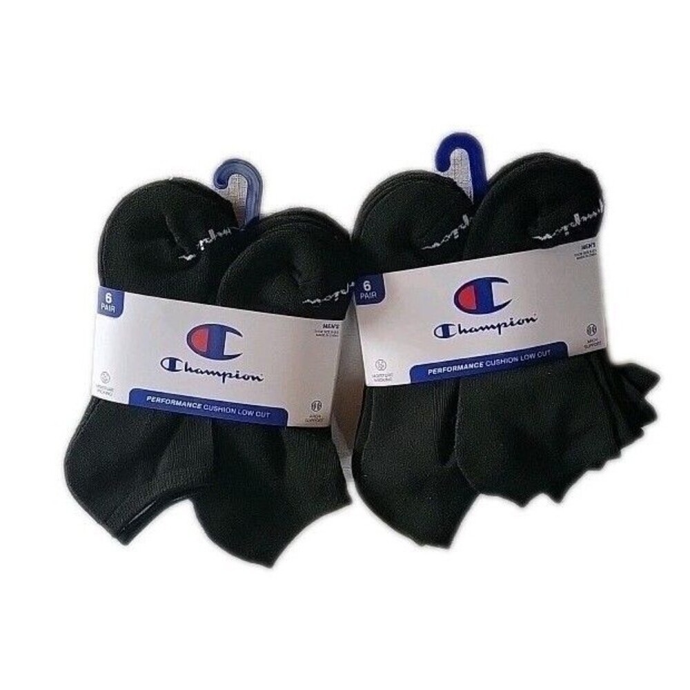 Champion Men's 12 Pairs Cushion Low Cut  Black